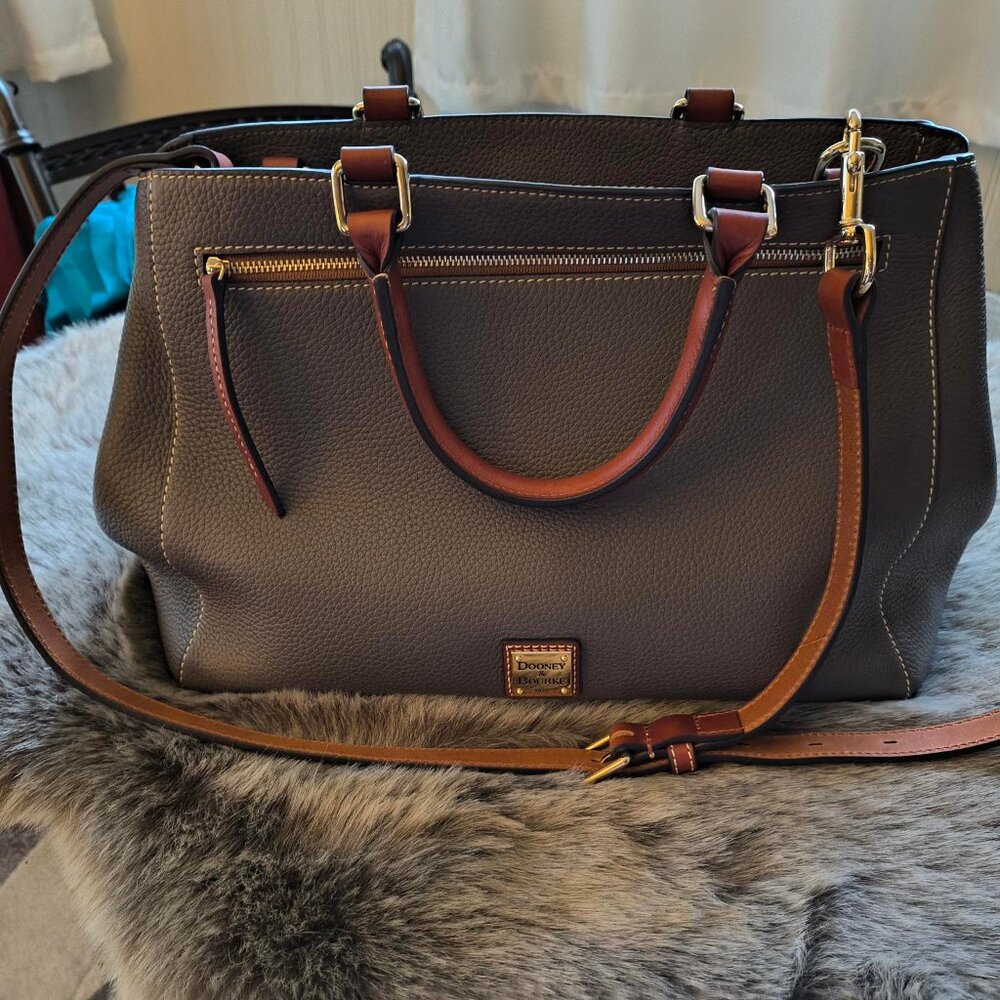 Dooney & Bourke Pebble Grain Zip Satchel, Elephant